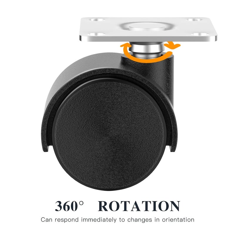 ANDUTEES 1 Inch Small Casters Set of 4, Plastic Black Nylon Low Profile Wheels Swivel Mini Casters for Furniture, Baby Bed, Kitchen, Cabinet, Table (with Stainless Steel Screws) - Image 3